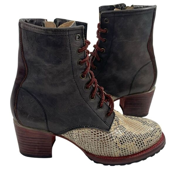 Freebird Cavalier Snakeskin Toe Boots Black Leather Booties Women’s Size 9 RARE - Picture 1 of 15